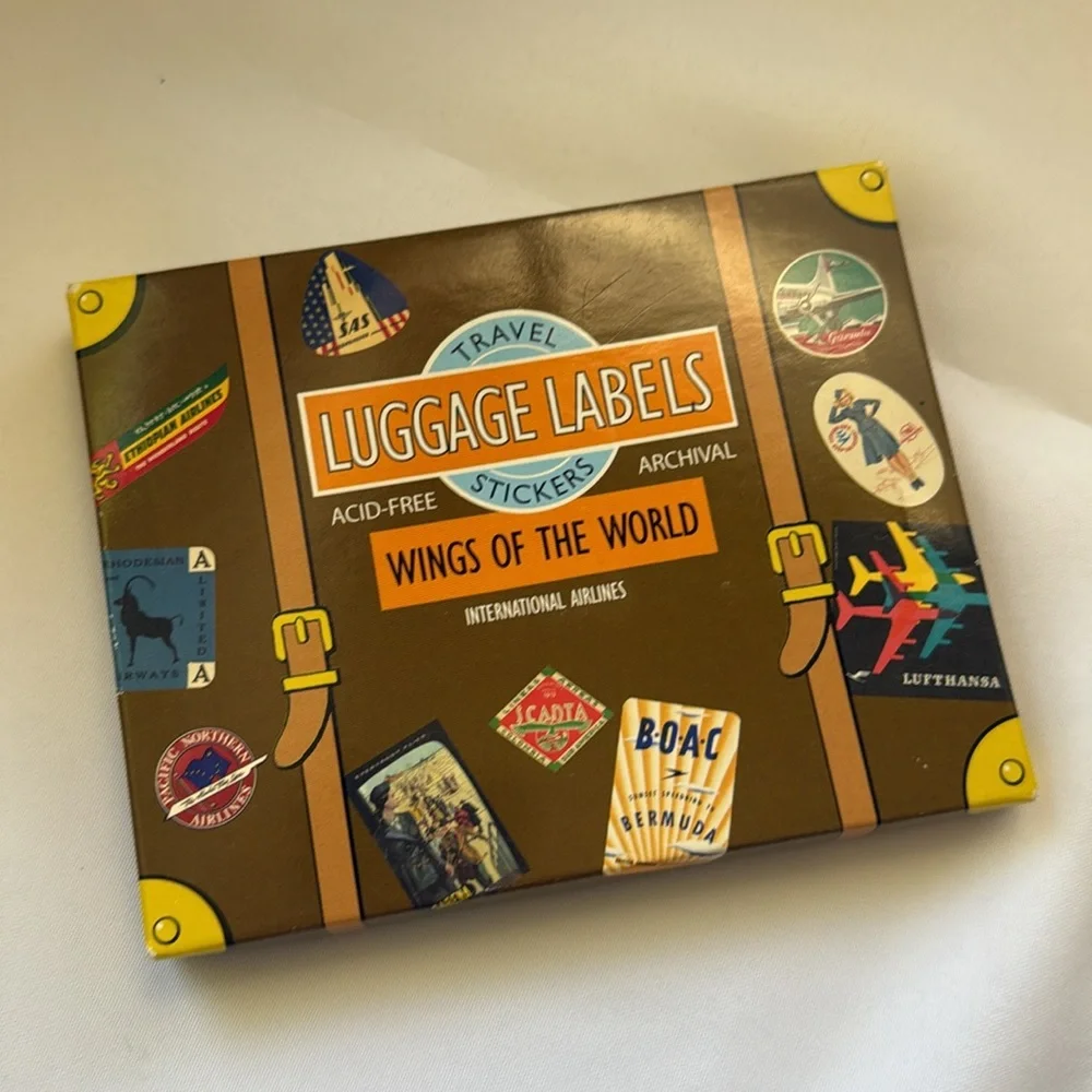 Travel stickers luggage labels wings of the world international airlines